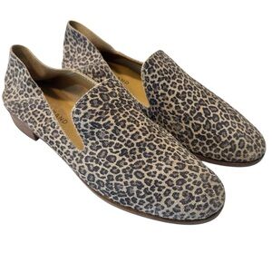 Lucky Brand Cahill Cheetah Print Leather Loafers Drop Heel Mules Size 8